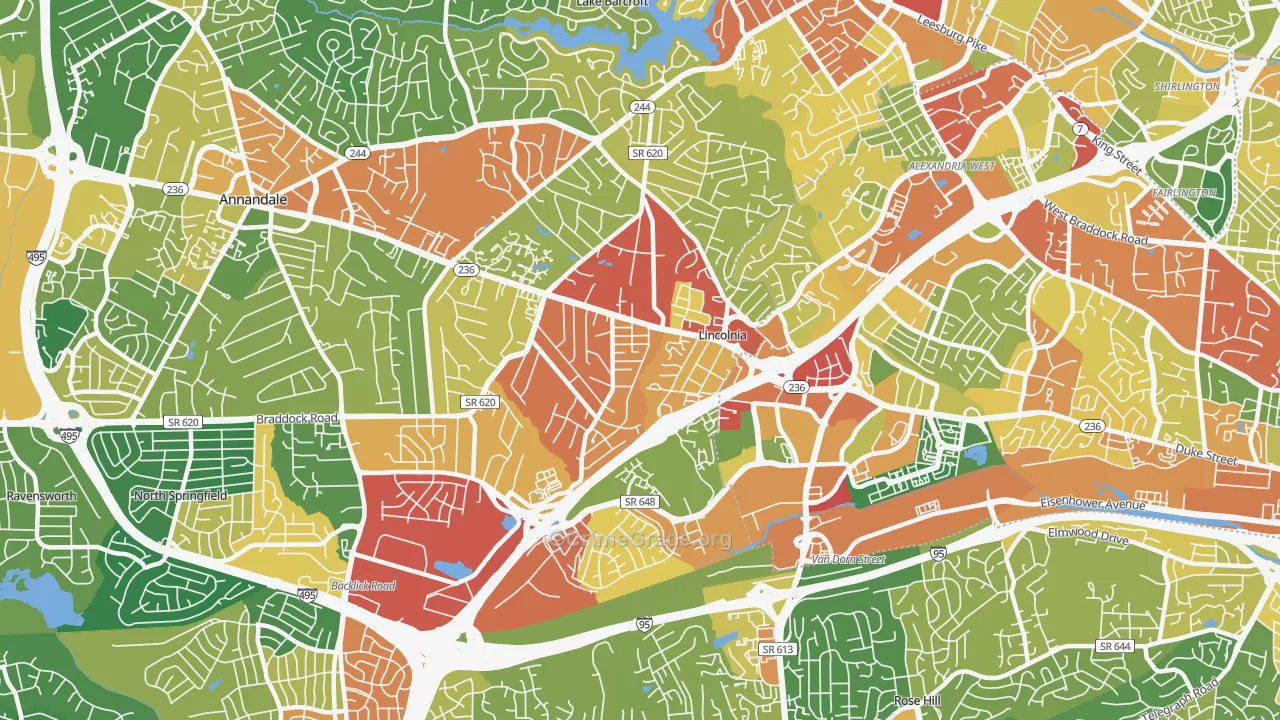 Lincolnia, VA Map of Vandalism Rates