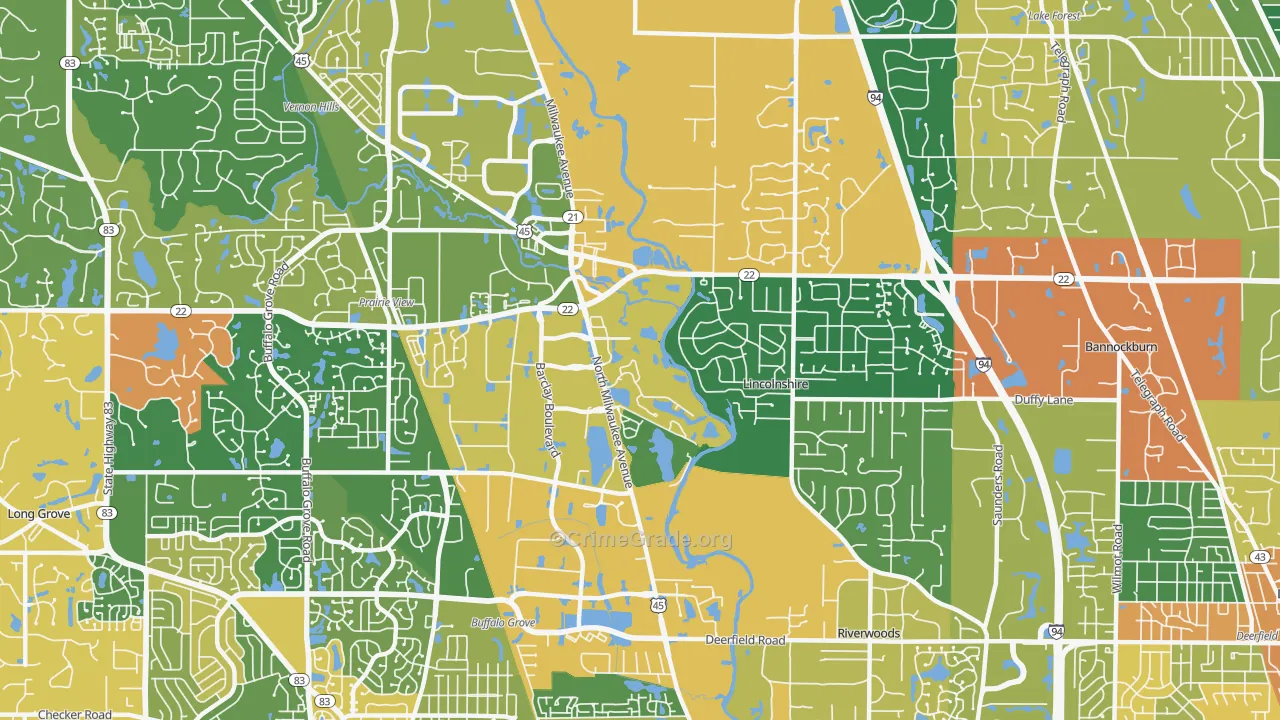 Lincolnshire, IL Map of Vandalism Rates