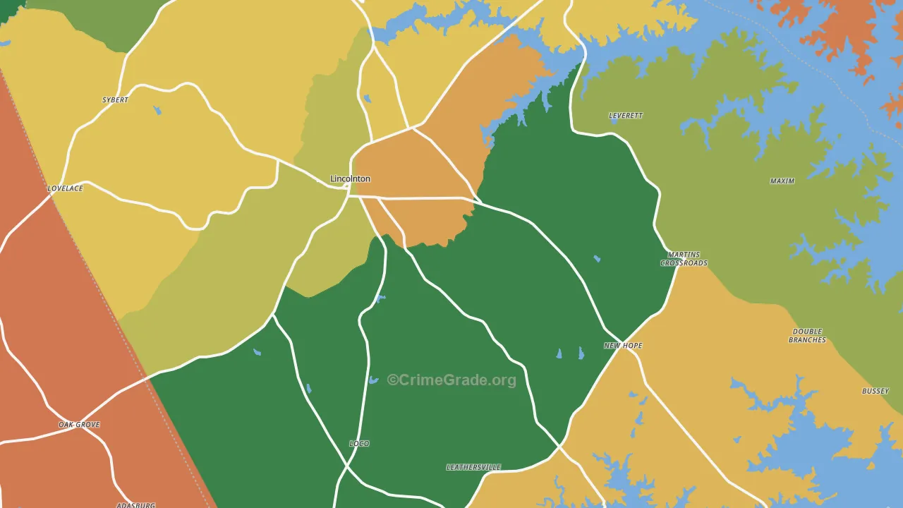 Lincolnton, GA Map of Vandalism Rates