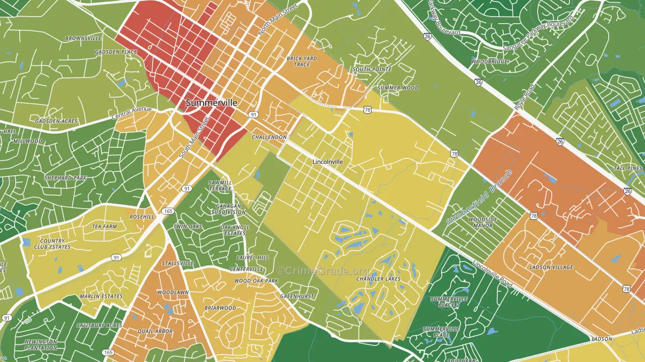 Lincolnville, SC Map of Vandalism Rates