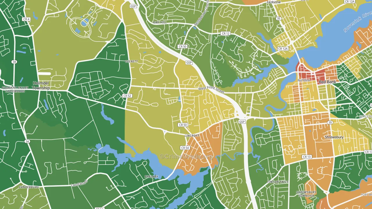 Lincroft, NJ Map of Vandalism Rates