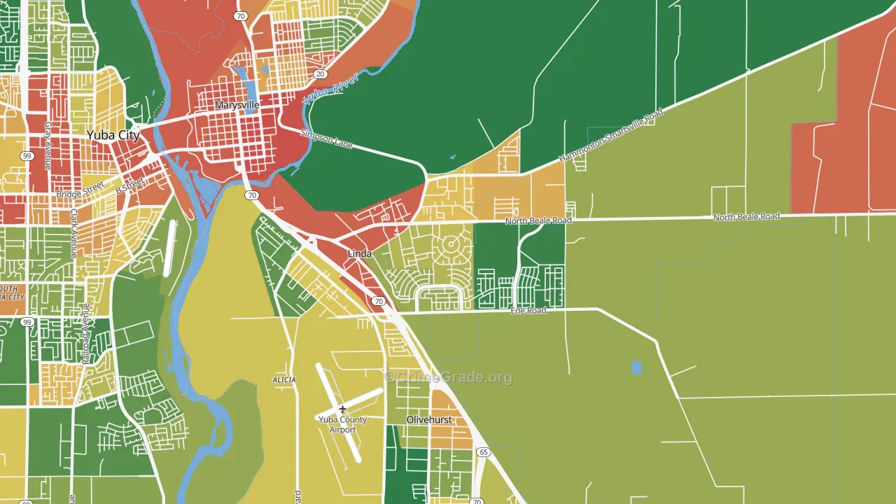 Linda, CA Map of Vandalism Rates
