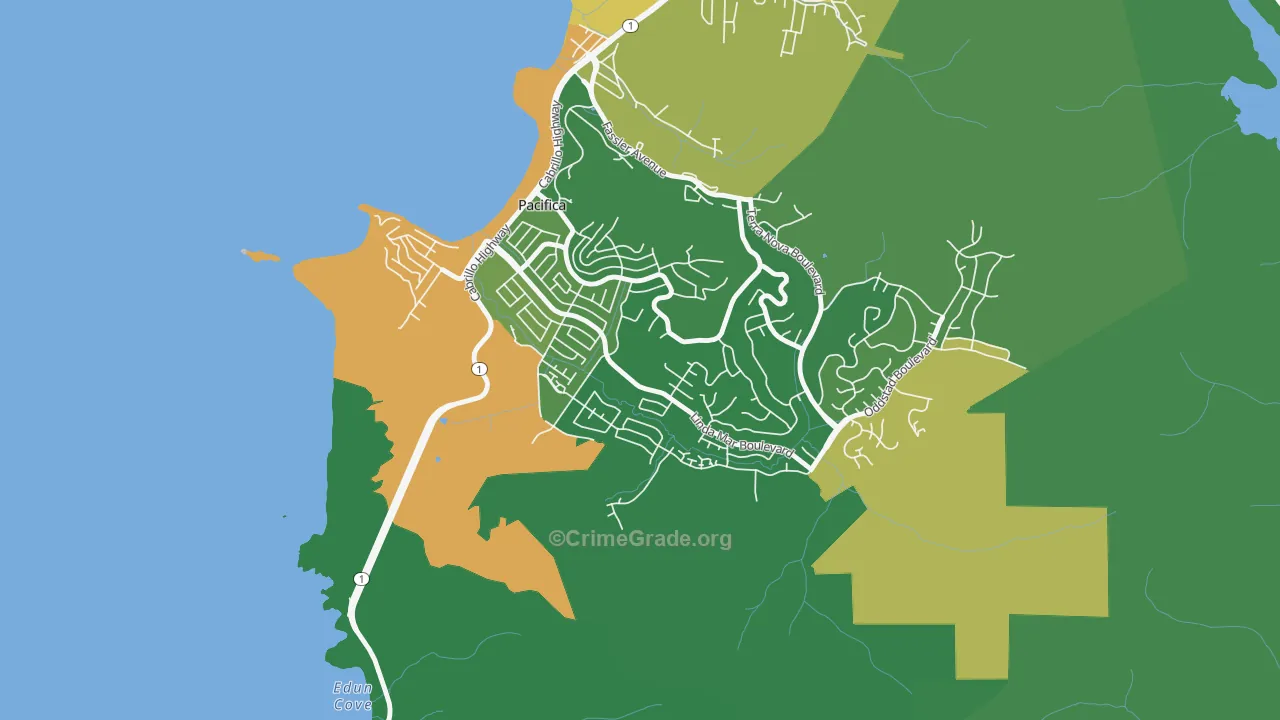 Linda Mar, Pacifica, CA Map of Vandalism Rates