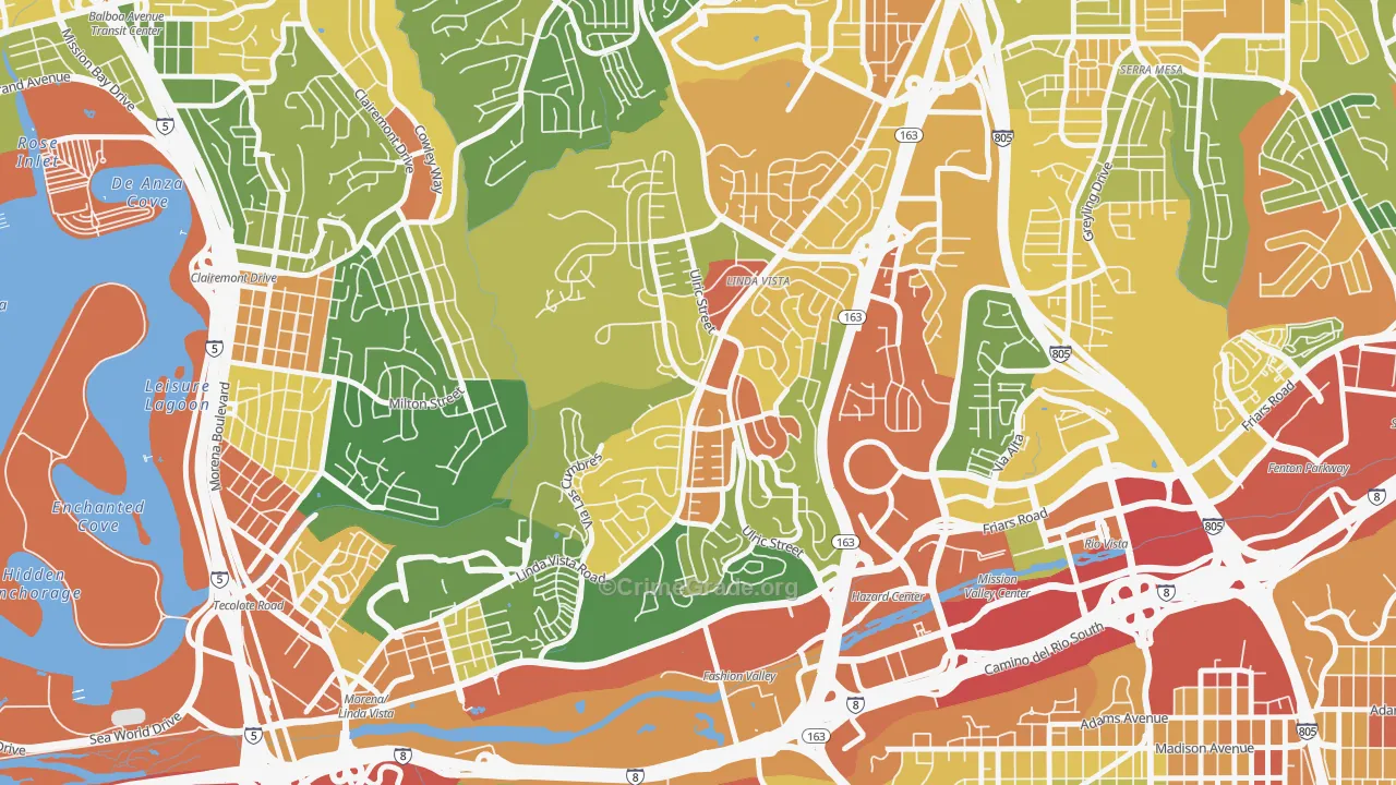 Linda Vista, San Diego, CA Map of Vandalism Rates