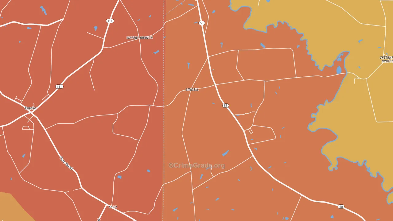 Lindell, NC Map of Vandalism Rates