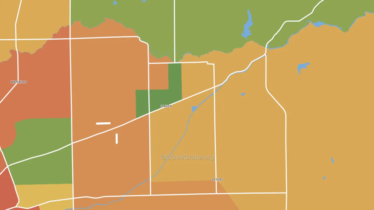 Linden, CA Map of Vandalism Rates