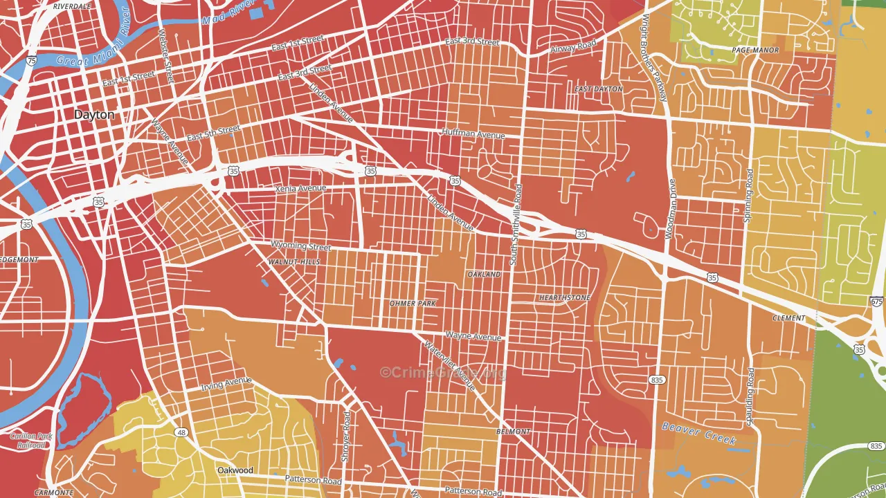 Linden Heights, Dayton, OH Map of Vandalism Rates
