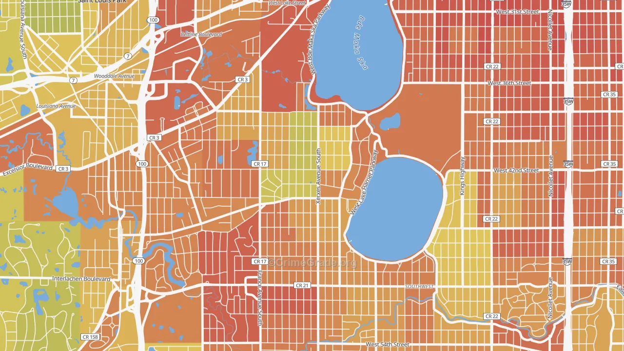 Linden Hills, Minneapolis, MN Map of Vandalism Rates