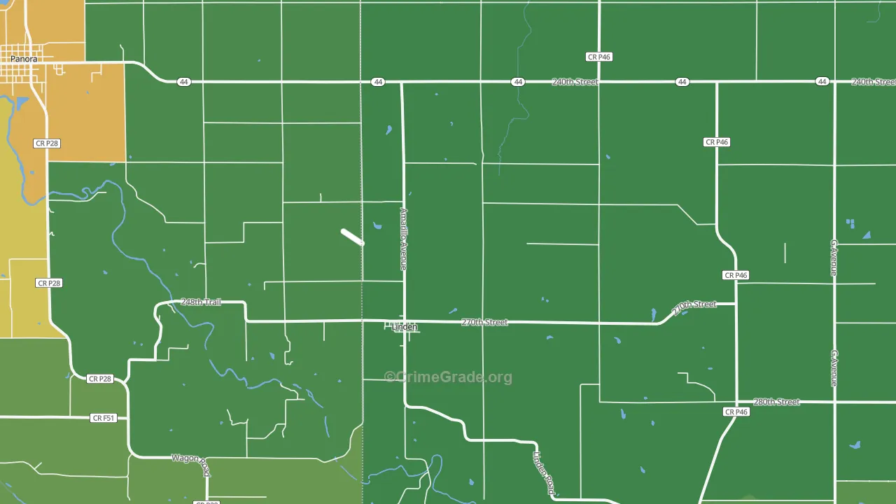 Linden, IA Map of Vandalism Rates