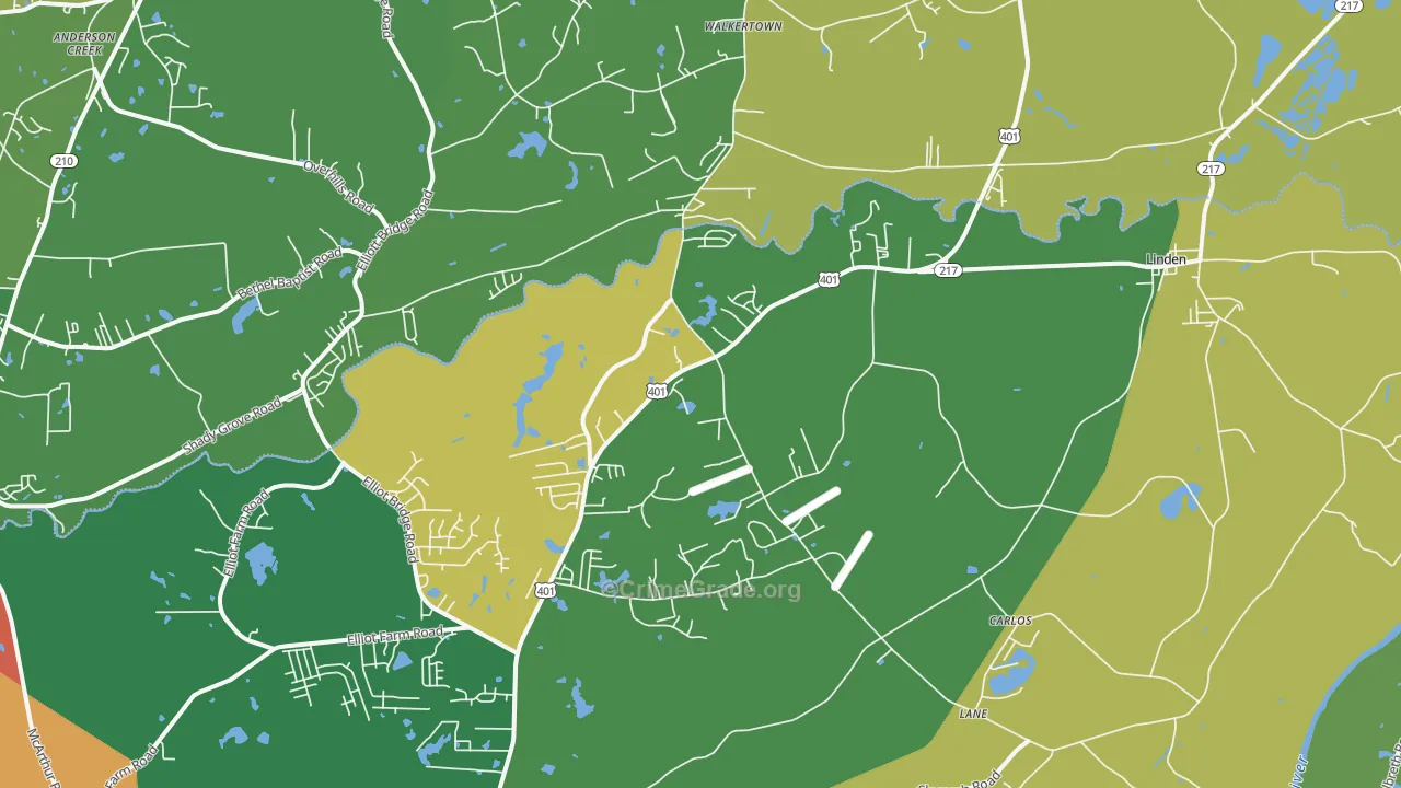 Linden, NC Map of Vandalism Rates