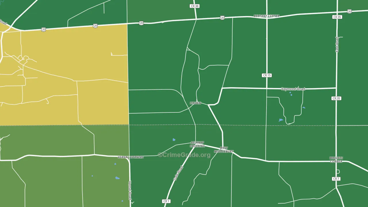 Linden, NY Map of Vandalism Rates