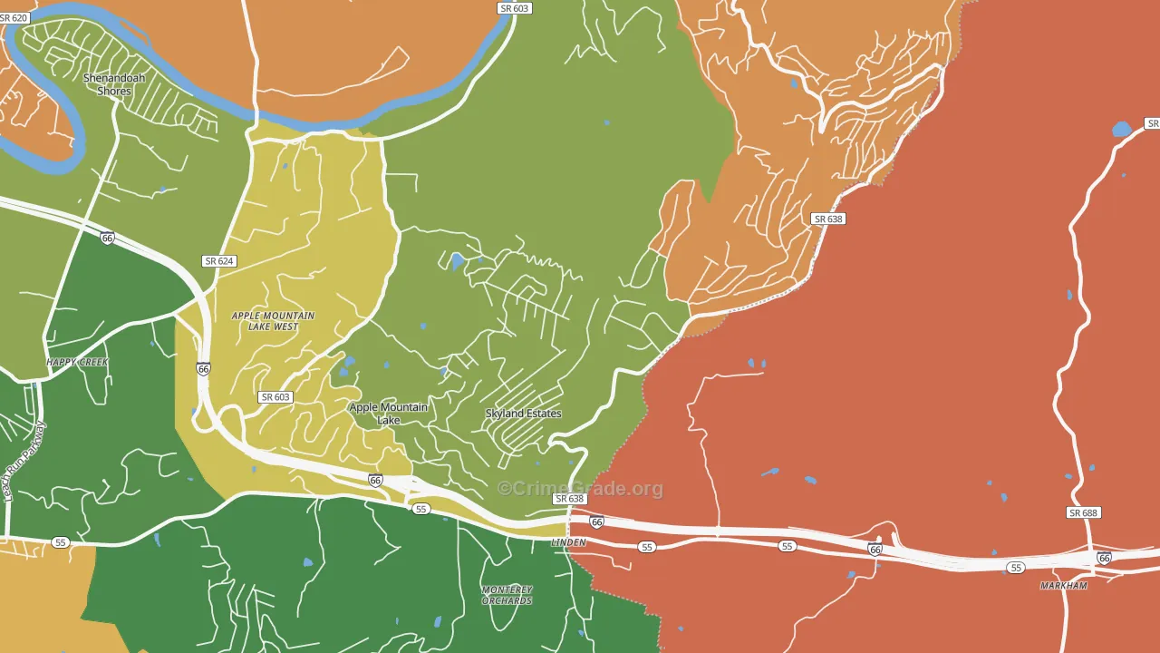 Linden, VA Map of Vandalism Rates