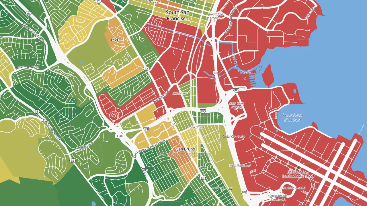 Lindenville, South San Francisco, CA Map of Vandalism Rates