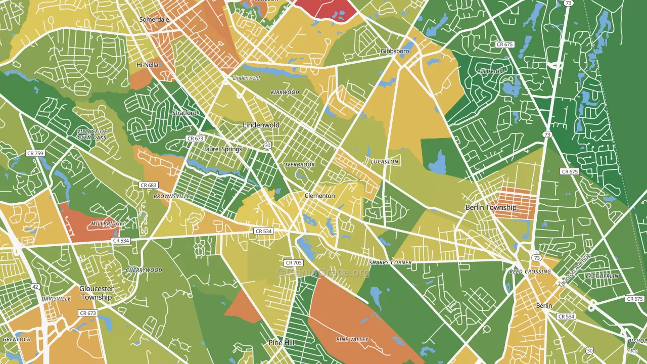 Lindenwold, NJ Map of Vandalism Rates