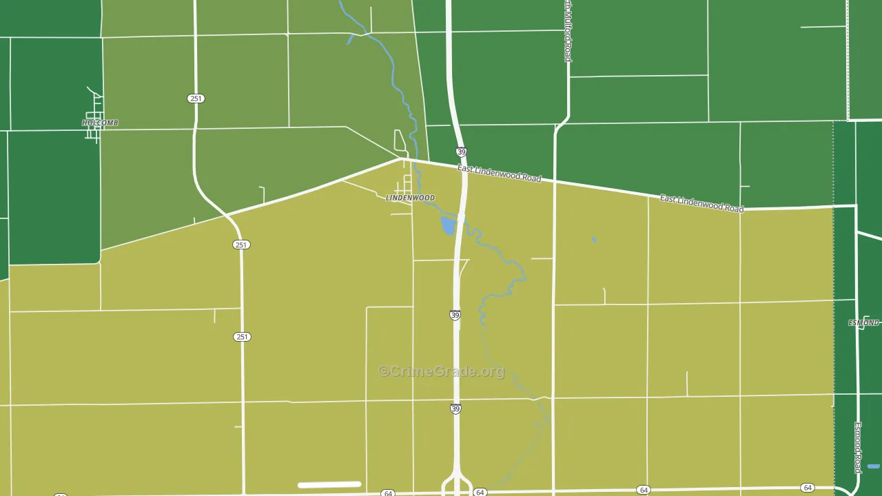 Lindenwood, IL Map of Vandalism Rates