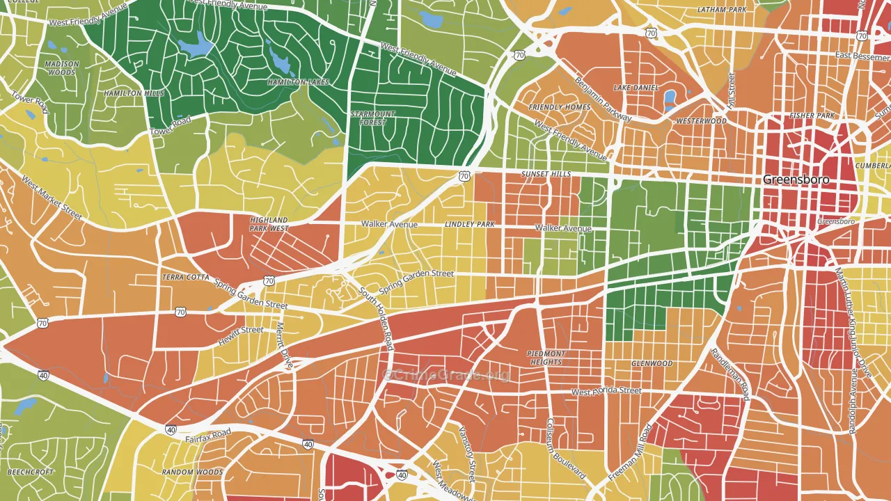 Lindley Park, Greensboro, NC Map of Vandalism Rates