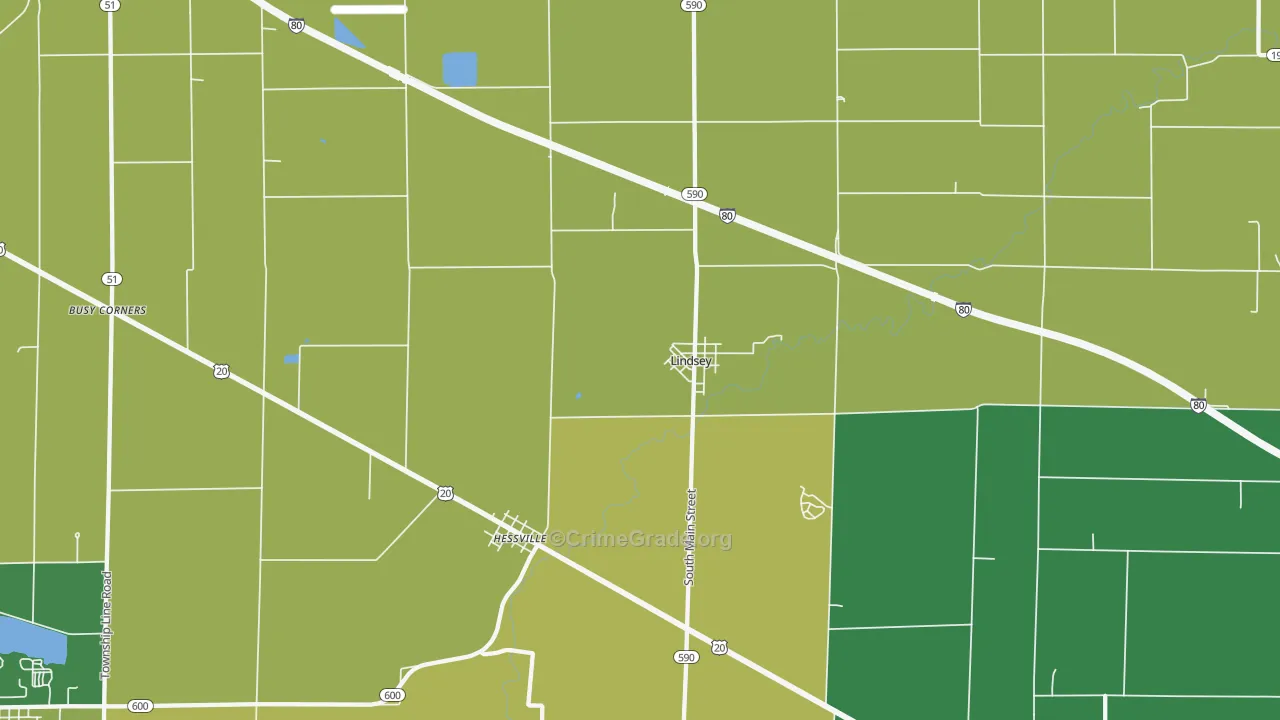 Lindsey, OH Map of Vandalism Rates
