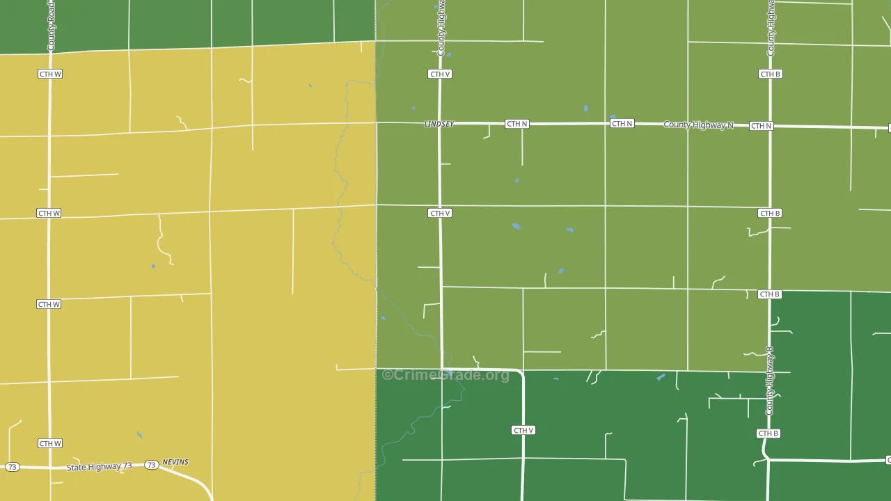 Lindsey, WI Map of Vandalism Rates