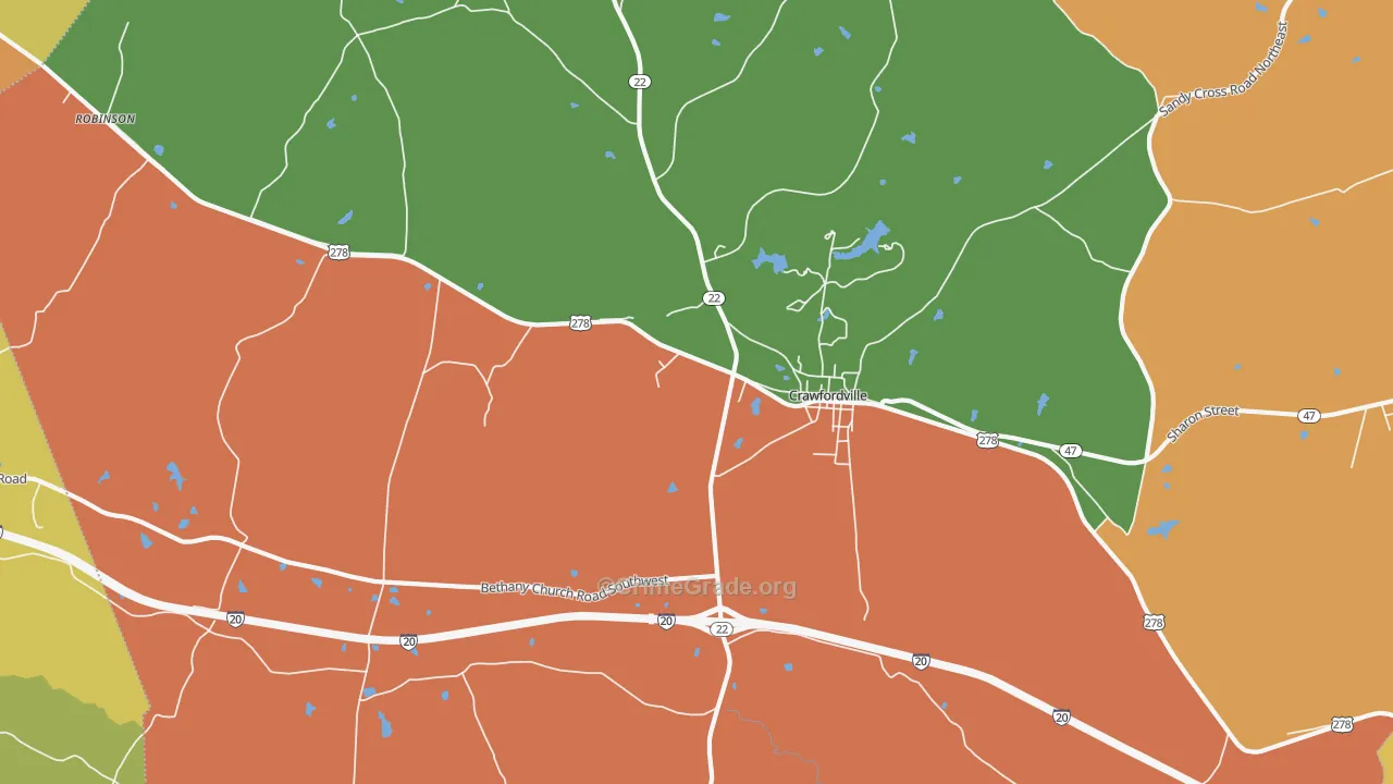 Linesville, GA Map of Vandalism Rates