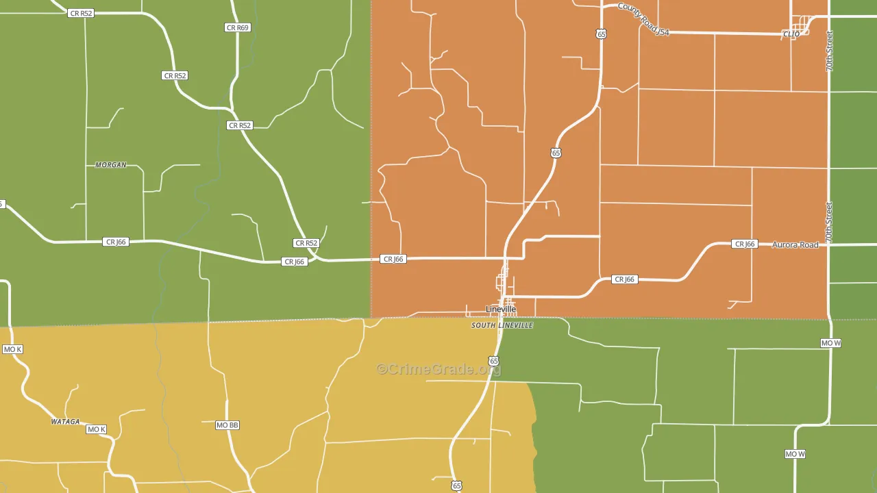 Lineville, IA Map of Vandalism Rates