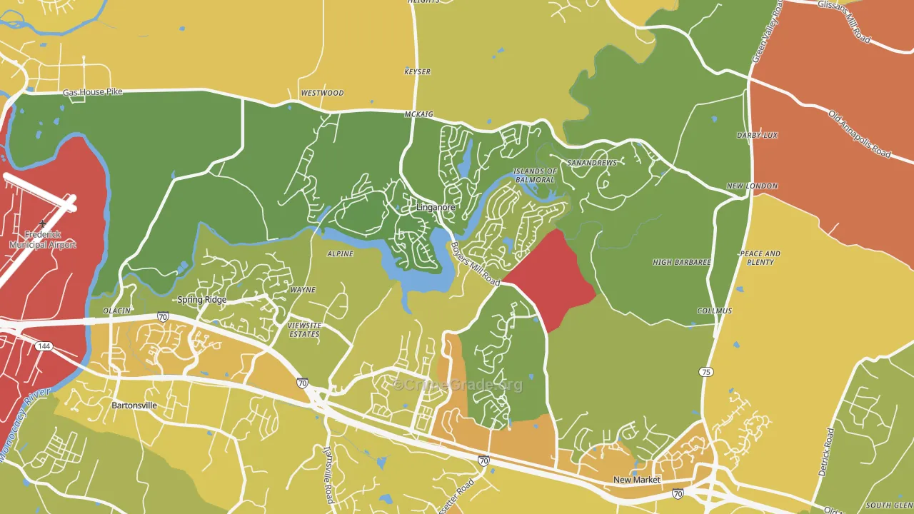 Linganore, MD Map of Vandalism Rates