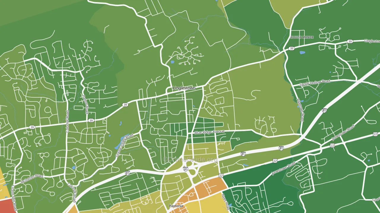 Linglestown, PA Map of Vandalism Rates
