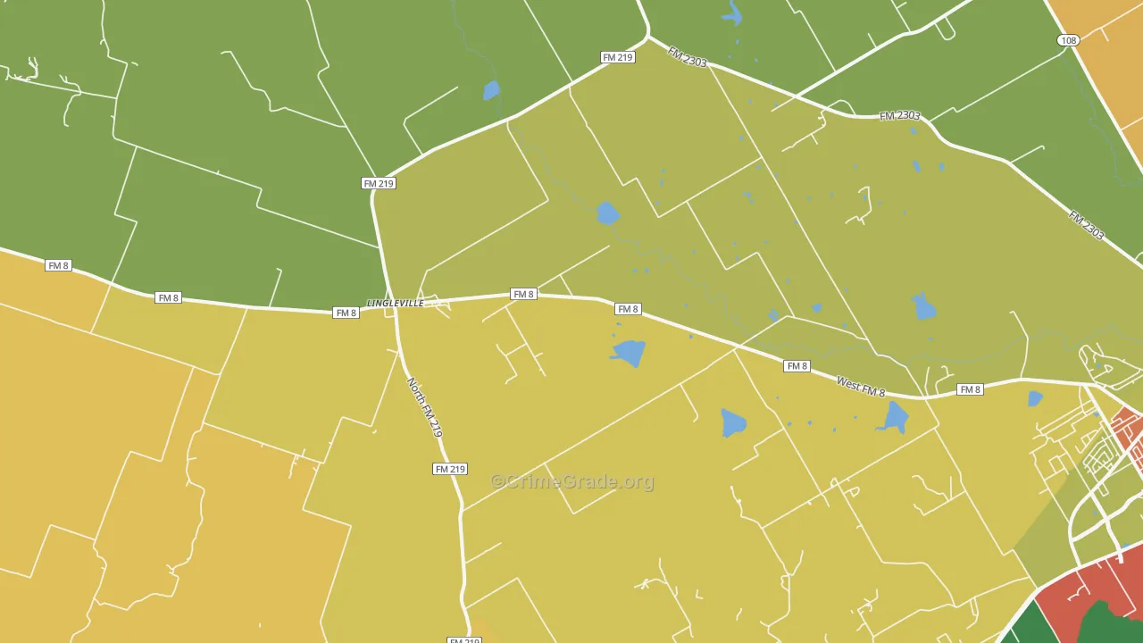 Lingleville, TX Map of Vandalism Rates