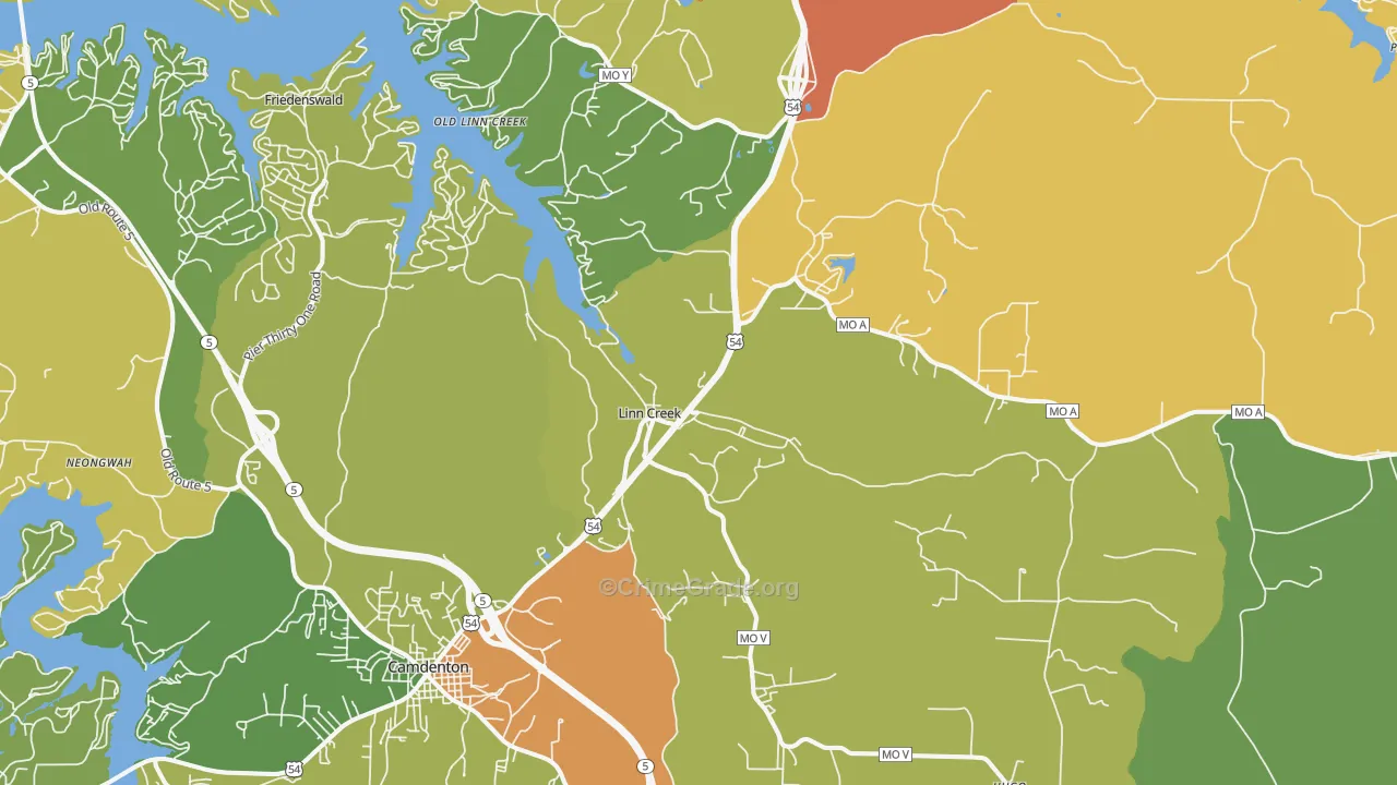 Linn Creek, MO Map of Vandalism Rates