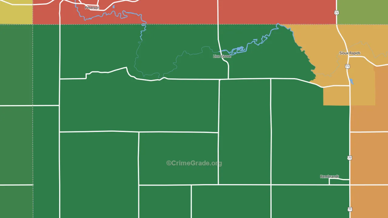 Linn Grove, IA Map of Vandalism Rates