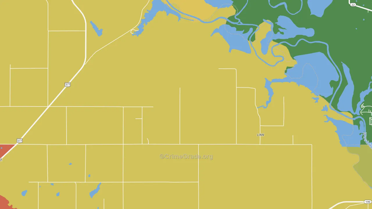 Linn, OK Map of Vandalism Rates