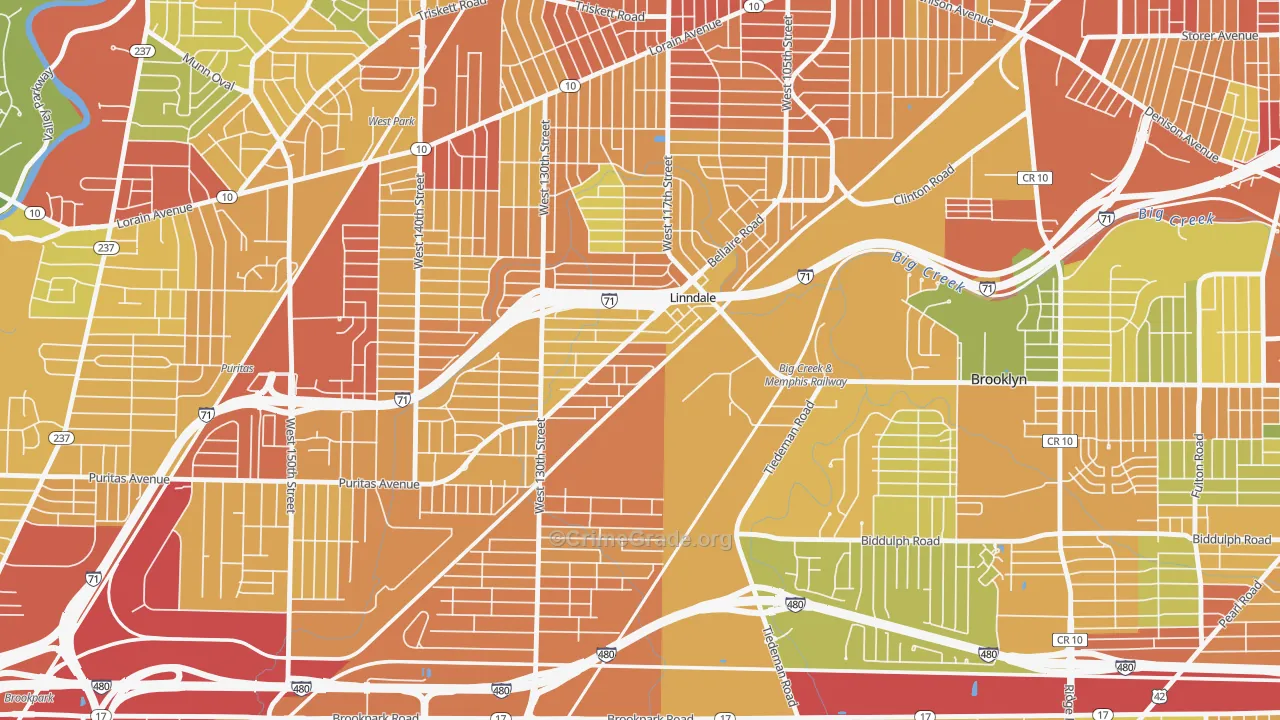 Linndale, OH Map of Vandalism Rates