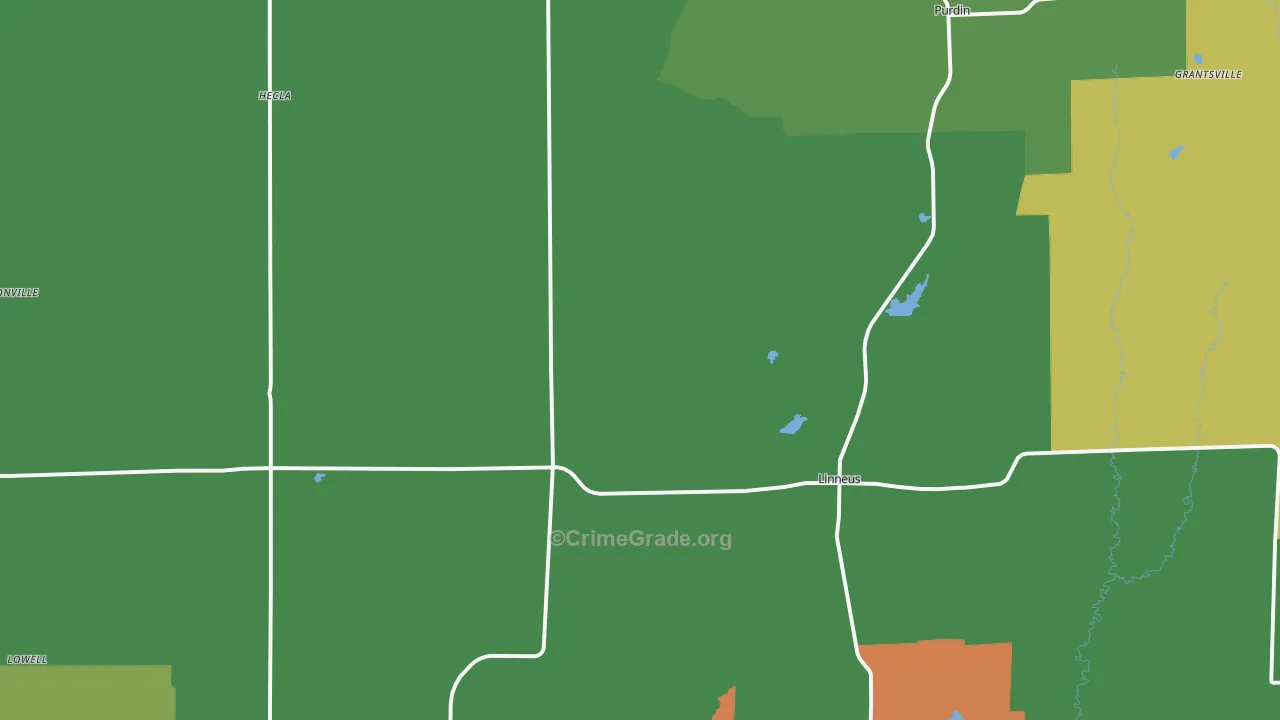 Linneus, MO Map of Vandalism Rates