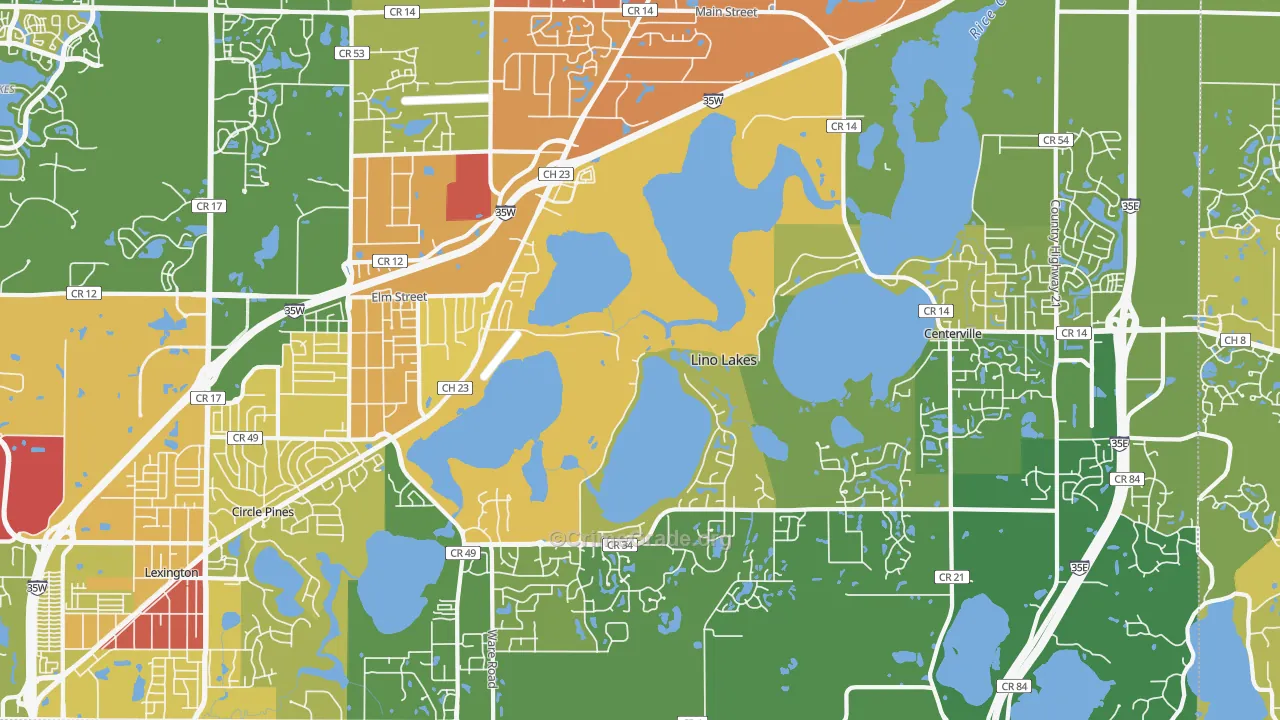 Lino Lakes, MN Map of Vandalism Rates