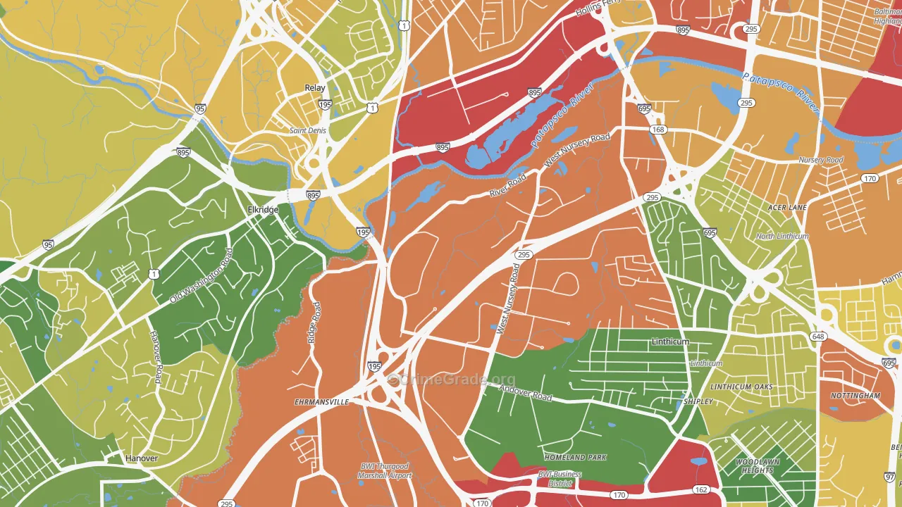 Linthicum Heights, MD Map of Vandalism Rates
