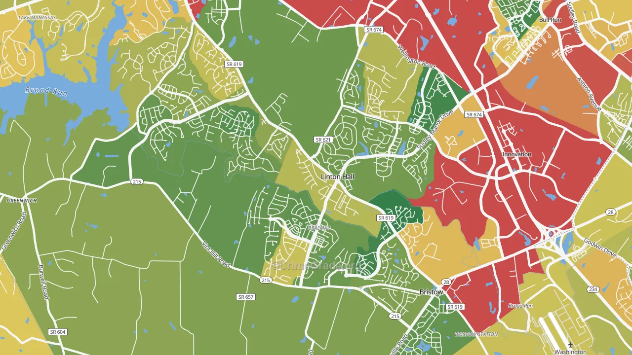 Linton Hall, VA Map of Vandalism Rates