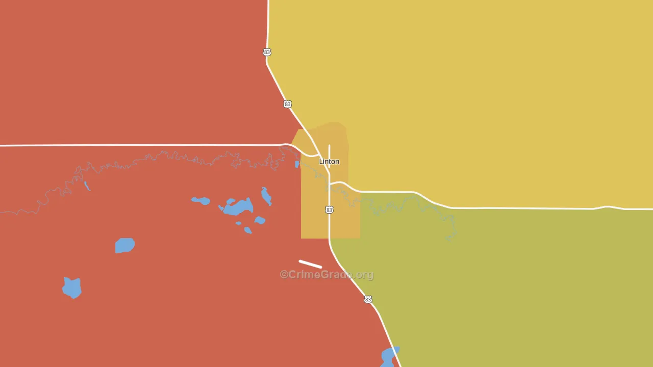 Linton, ND Map of Vandalism Rates