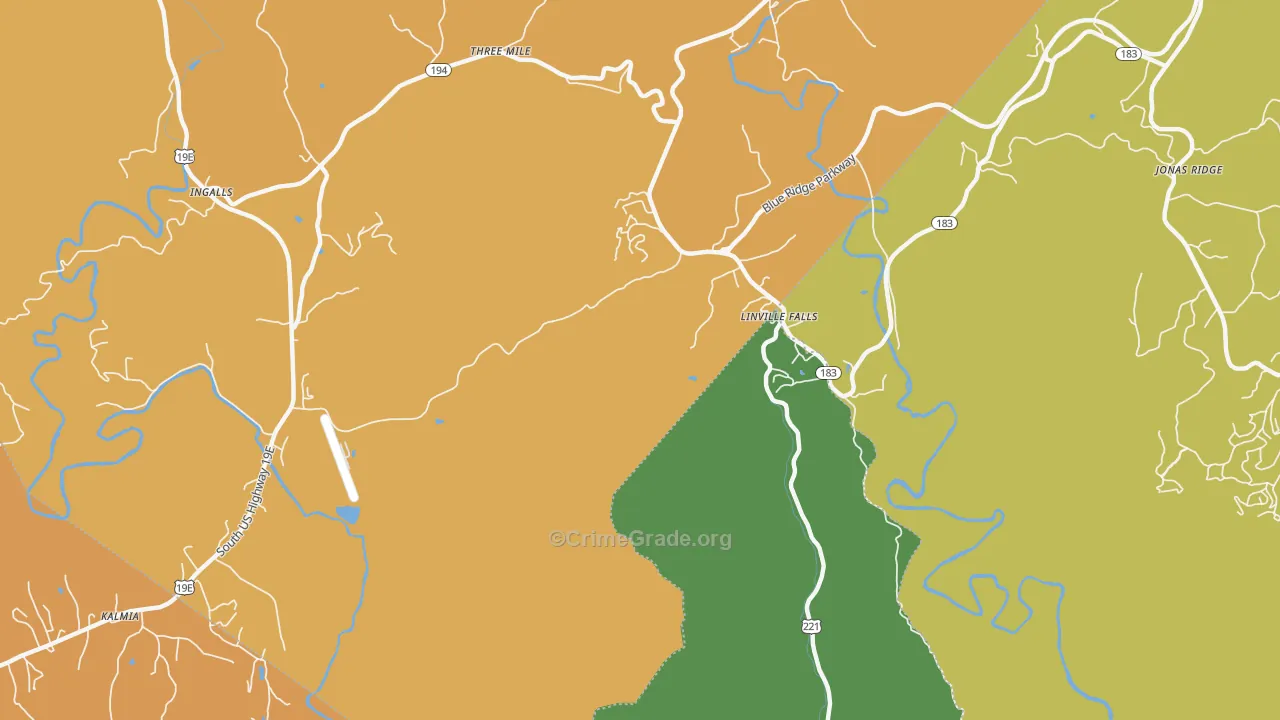 Linville Falls, NC Map of Vandalism Rates