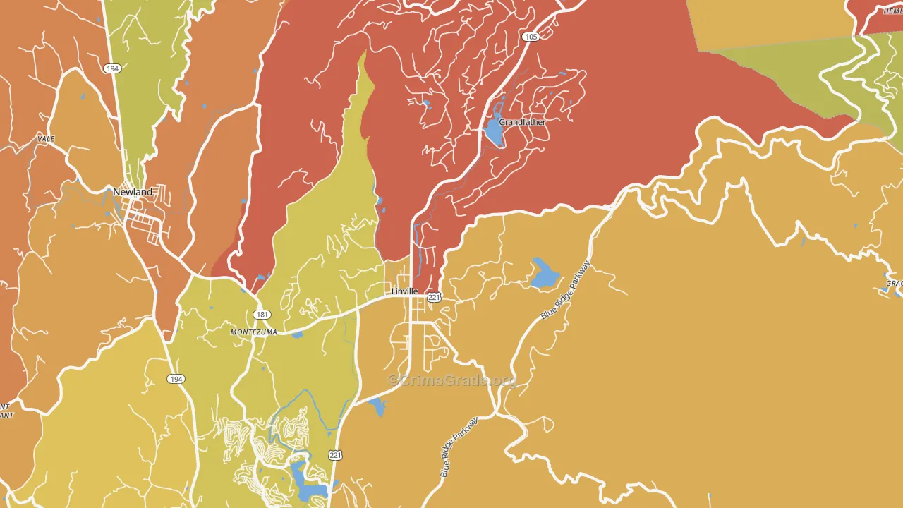 Linville, NC Map of Vandalism Rates