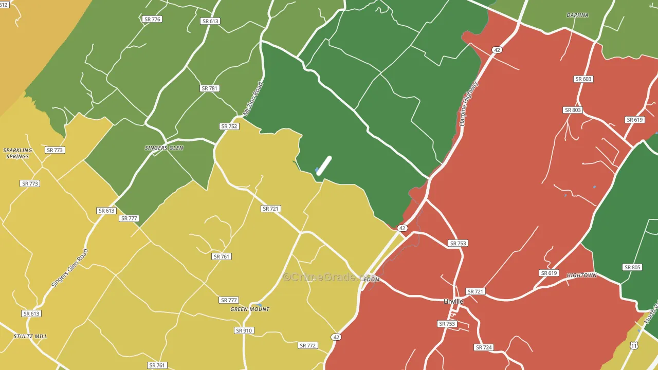 Linville, VA Map of Vandalism Rates