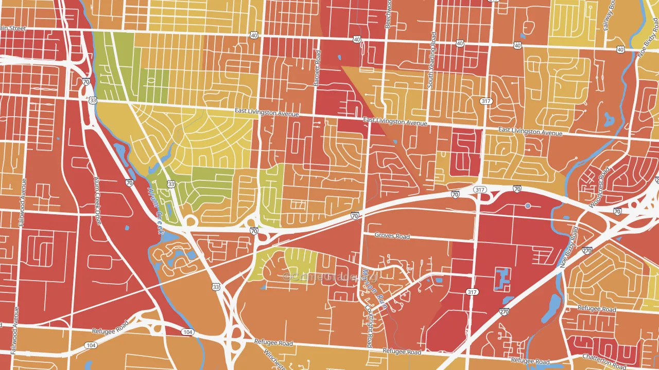 Linwood, Columbus, OH Map of Vandalism Rates