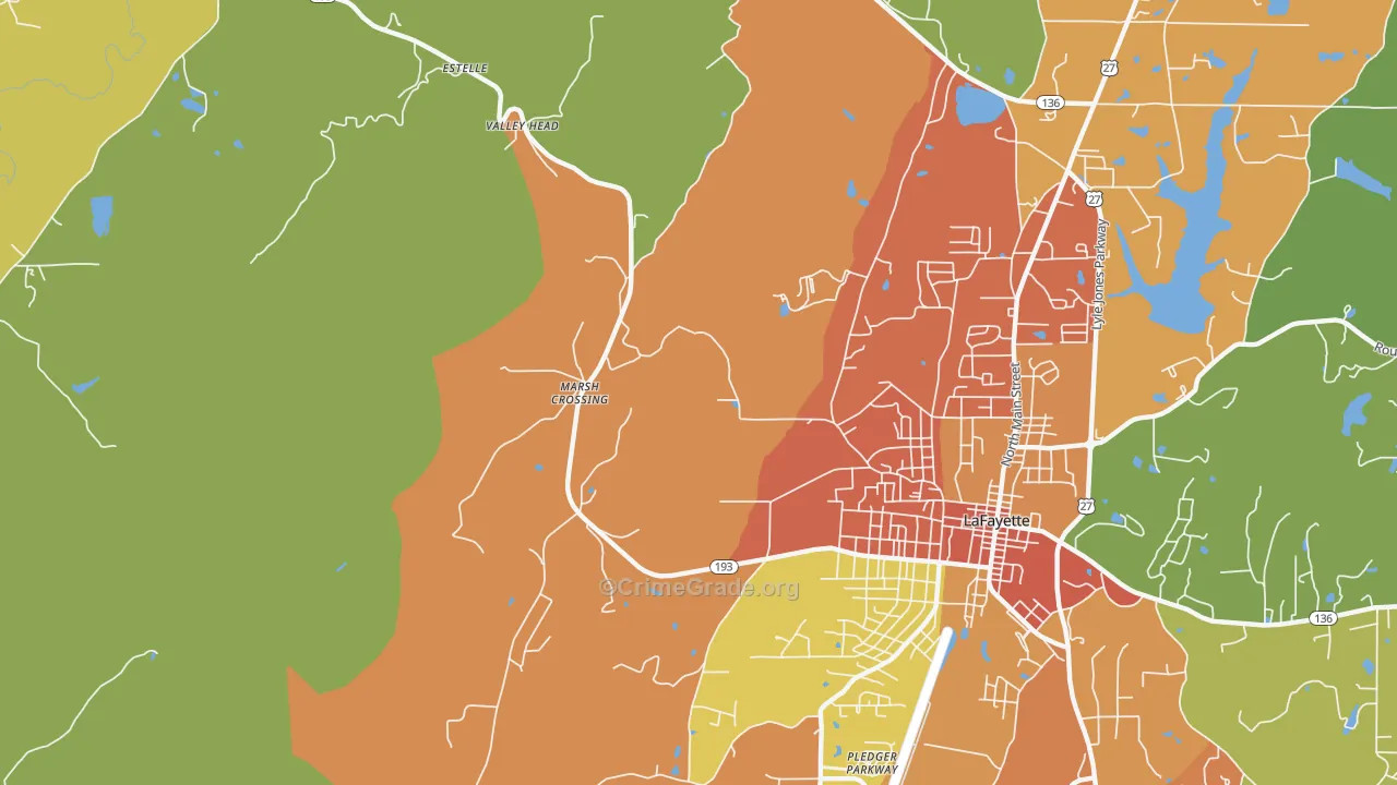 Linwood, GA Map of Vandalism Rates
