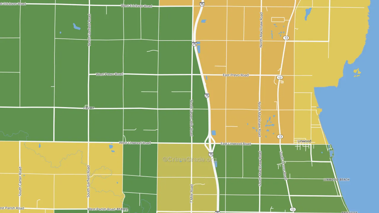 Linwood, MI Map of Vandalism Rates