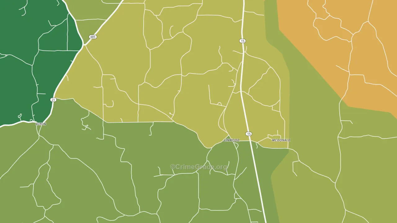 Linwood, MS Map of Vandalism Rates