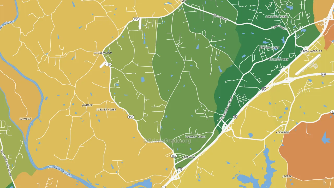 Linwood, NC Map of Vandalism Rates