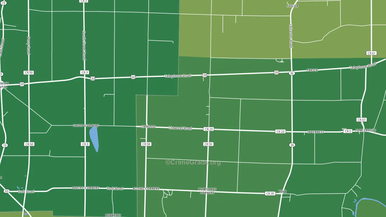 Linwood, NY Map of Vandalism Rates
