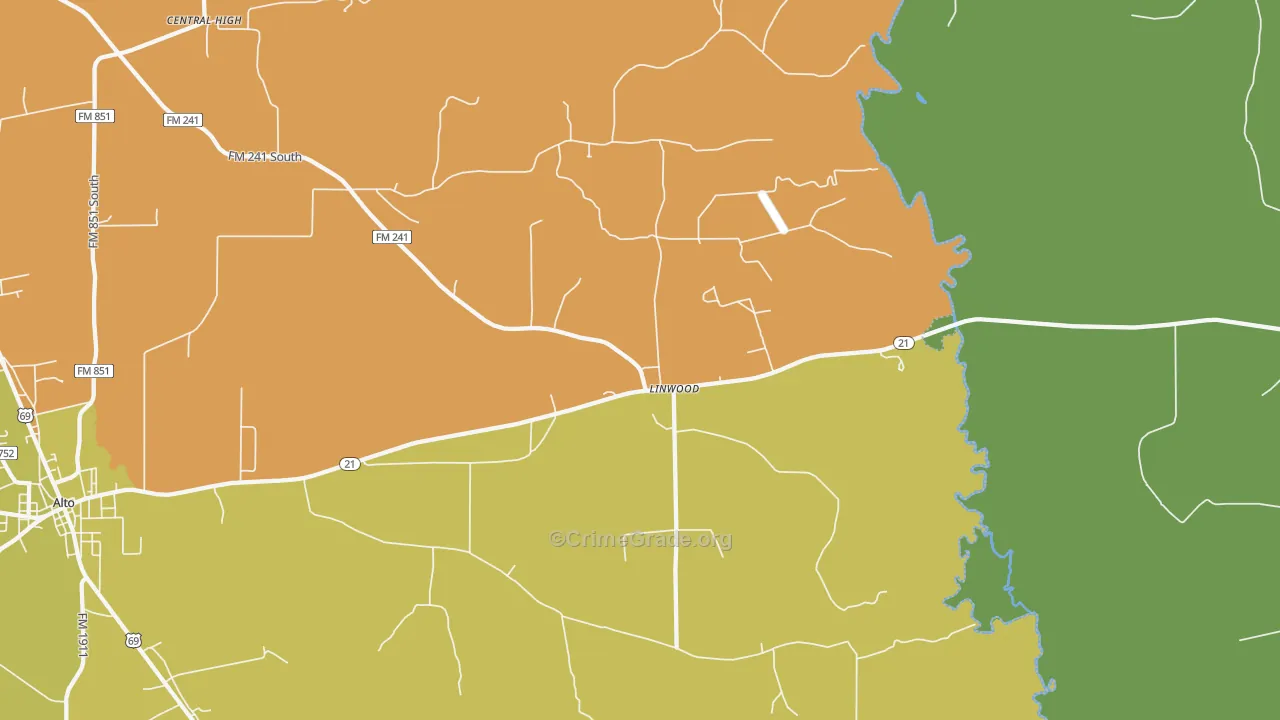 Linwood, TX Map of Vandalism Rates