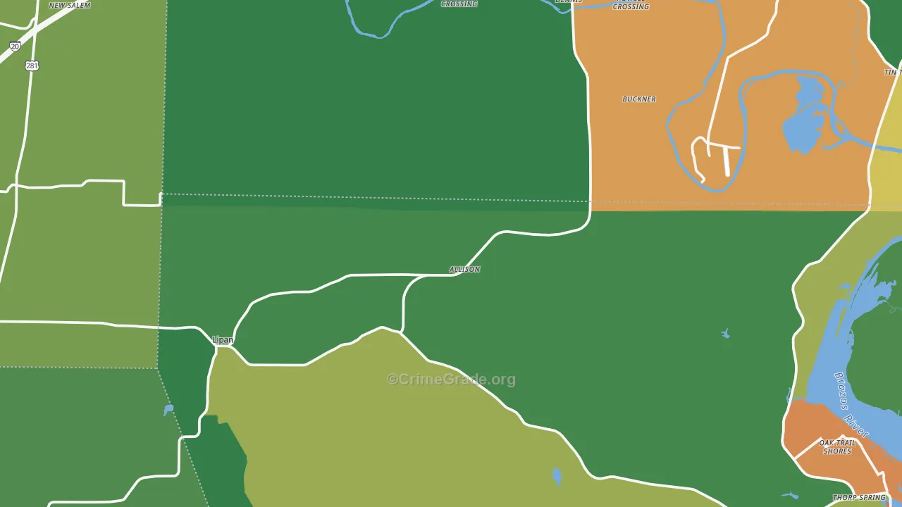 Lipan, TX Map of Vandalism Rates