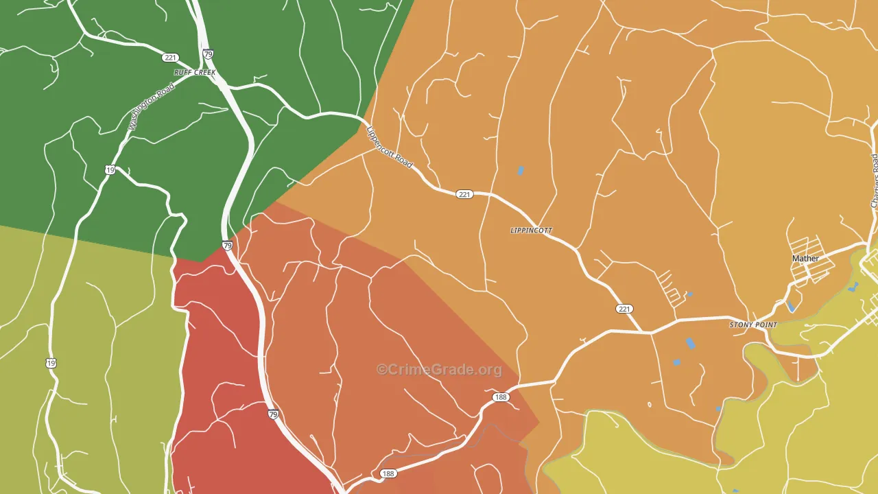 Lippincott, PA Map of Vandalism Rates