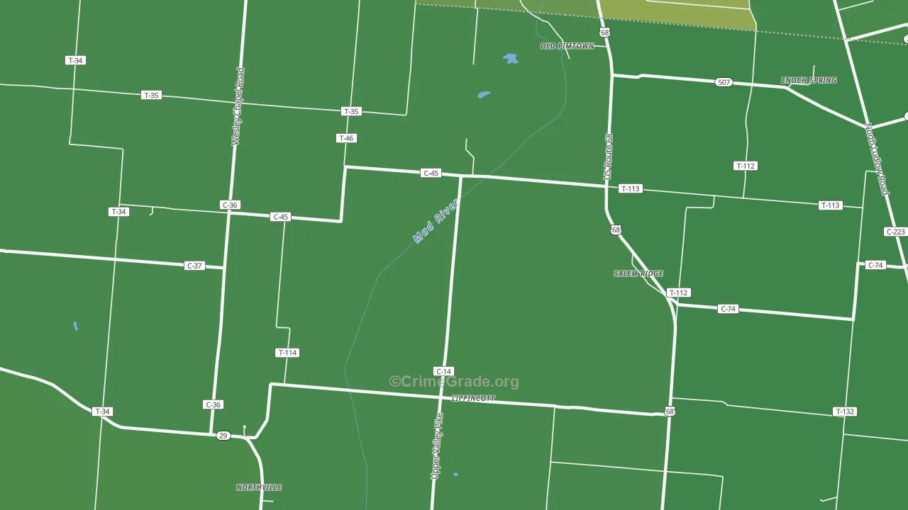 Lippincotts, OH Map of Vandalism Rates