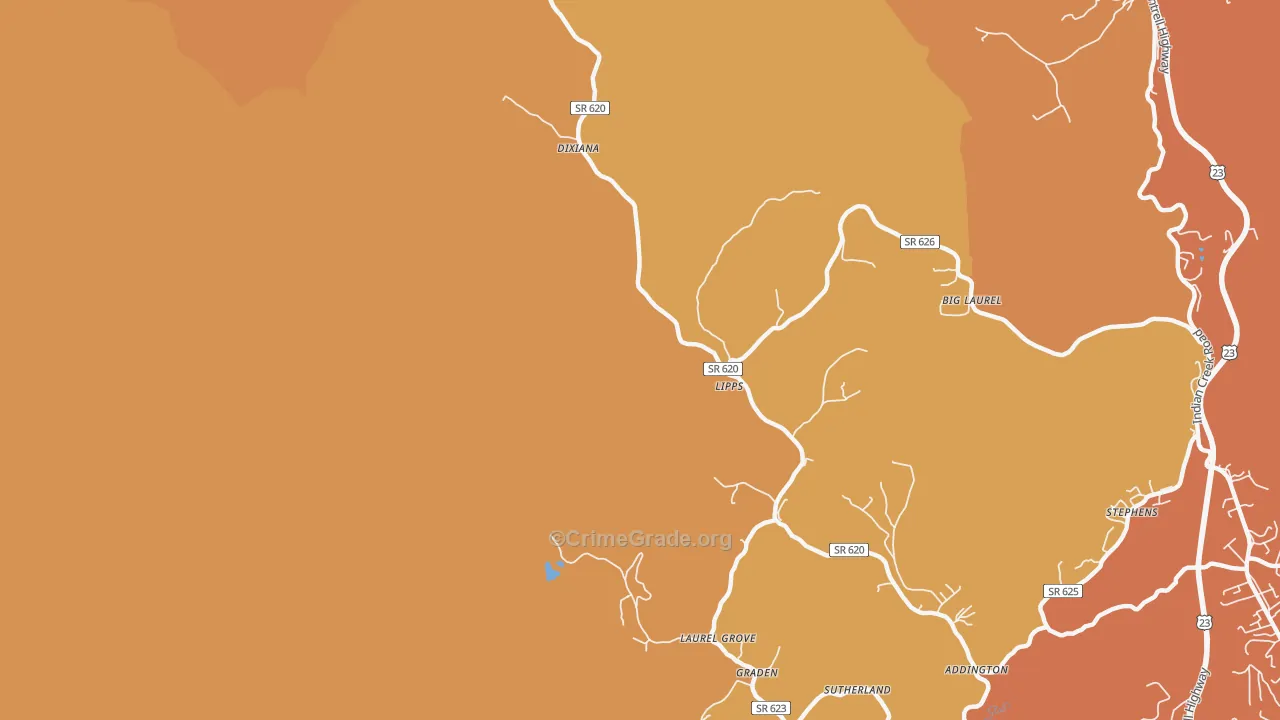 Lipps, VA Map of Vandalism Rates
